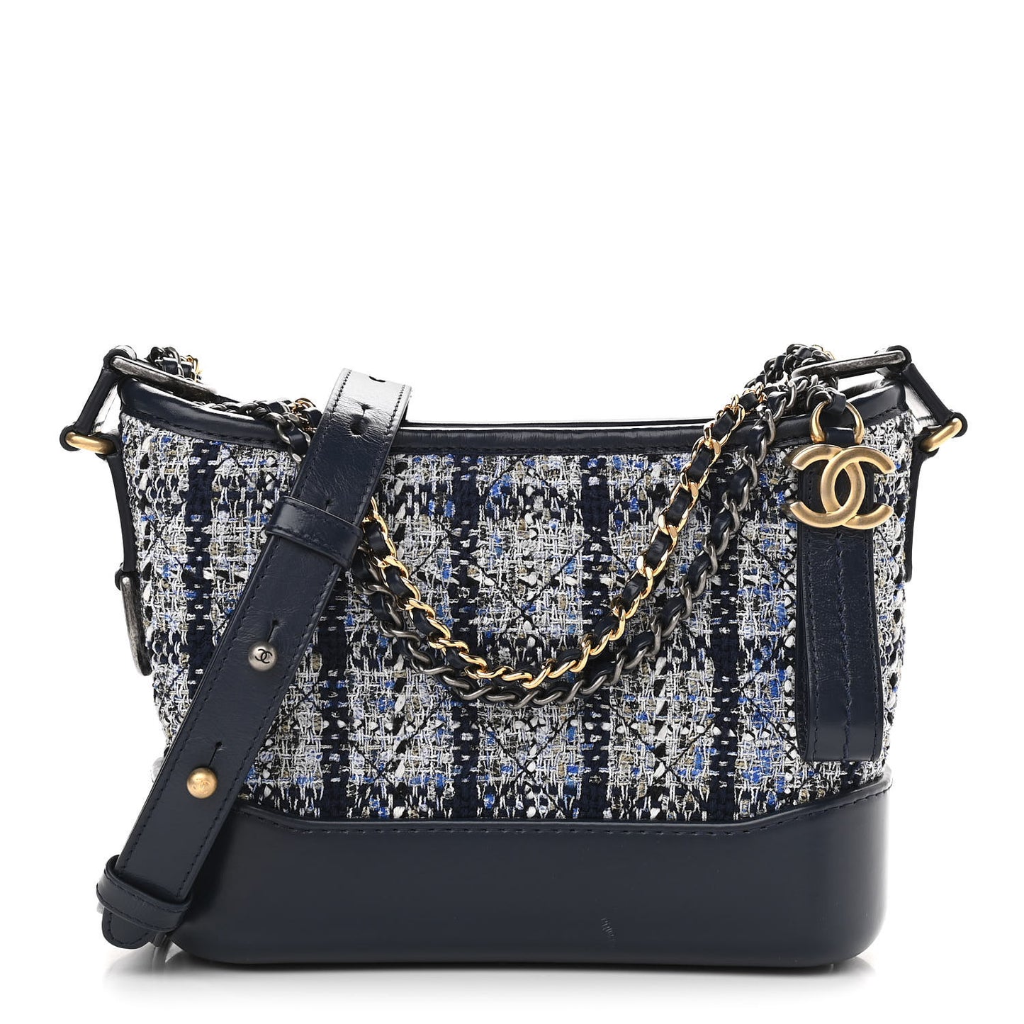 Tweed Calfskin Small Gabrielle Hobo Blue