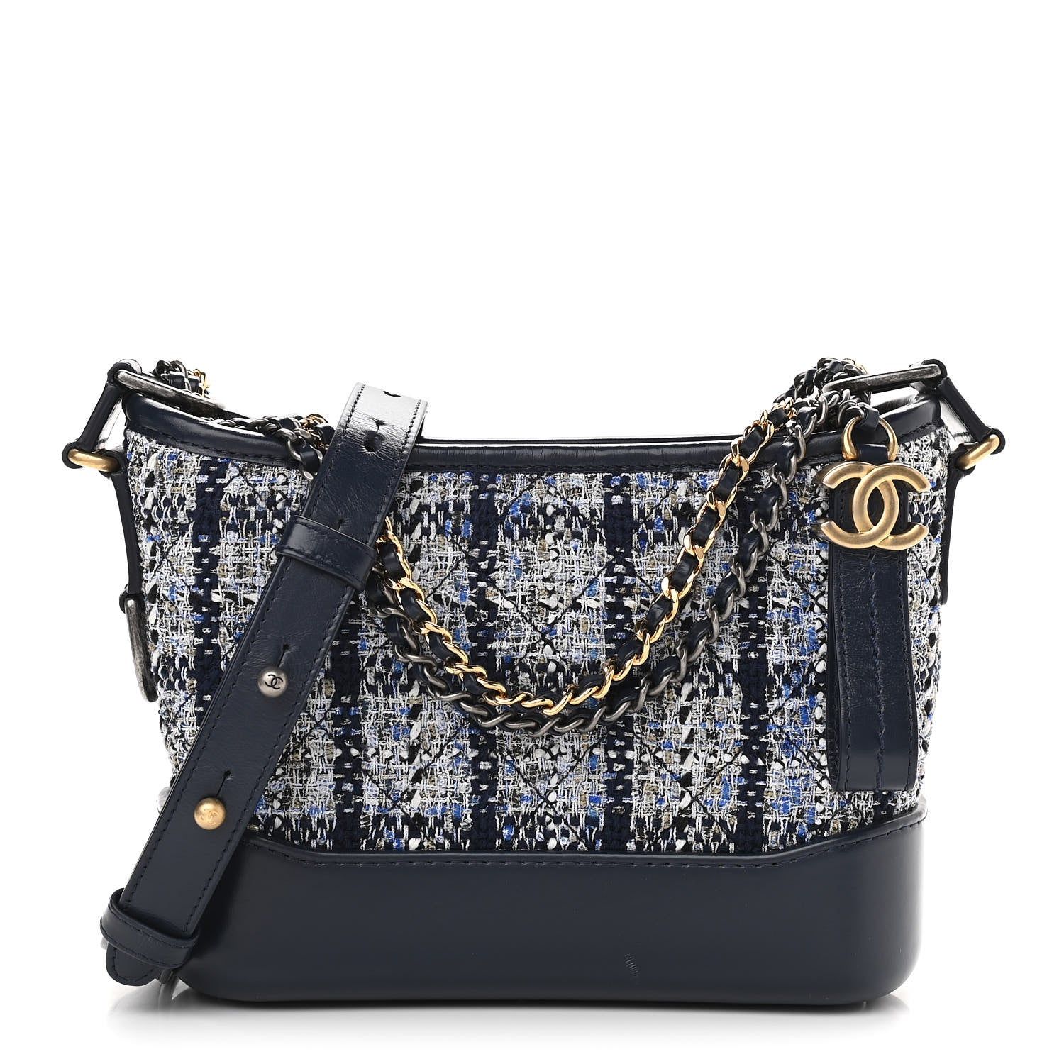 Chanel Tweed Calfskin Small Gabrielle Hobo Blue 1 of 12