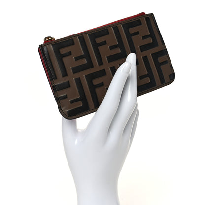 Fendi Vitello Cruise F is Fendi Bi-Color FF 1974 Embossed Key Case Pouch Maya Black Fragola 2 of 8