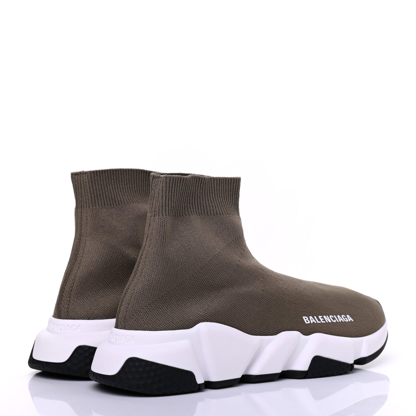 Neoprene Knit Womens Speed Sneakers 35 Khaki White