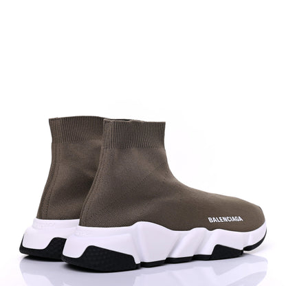 Balenciaga Neoprene Knit Womens Speed Sneakers 35 Khaki White 4 of 8