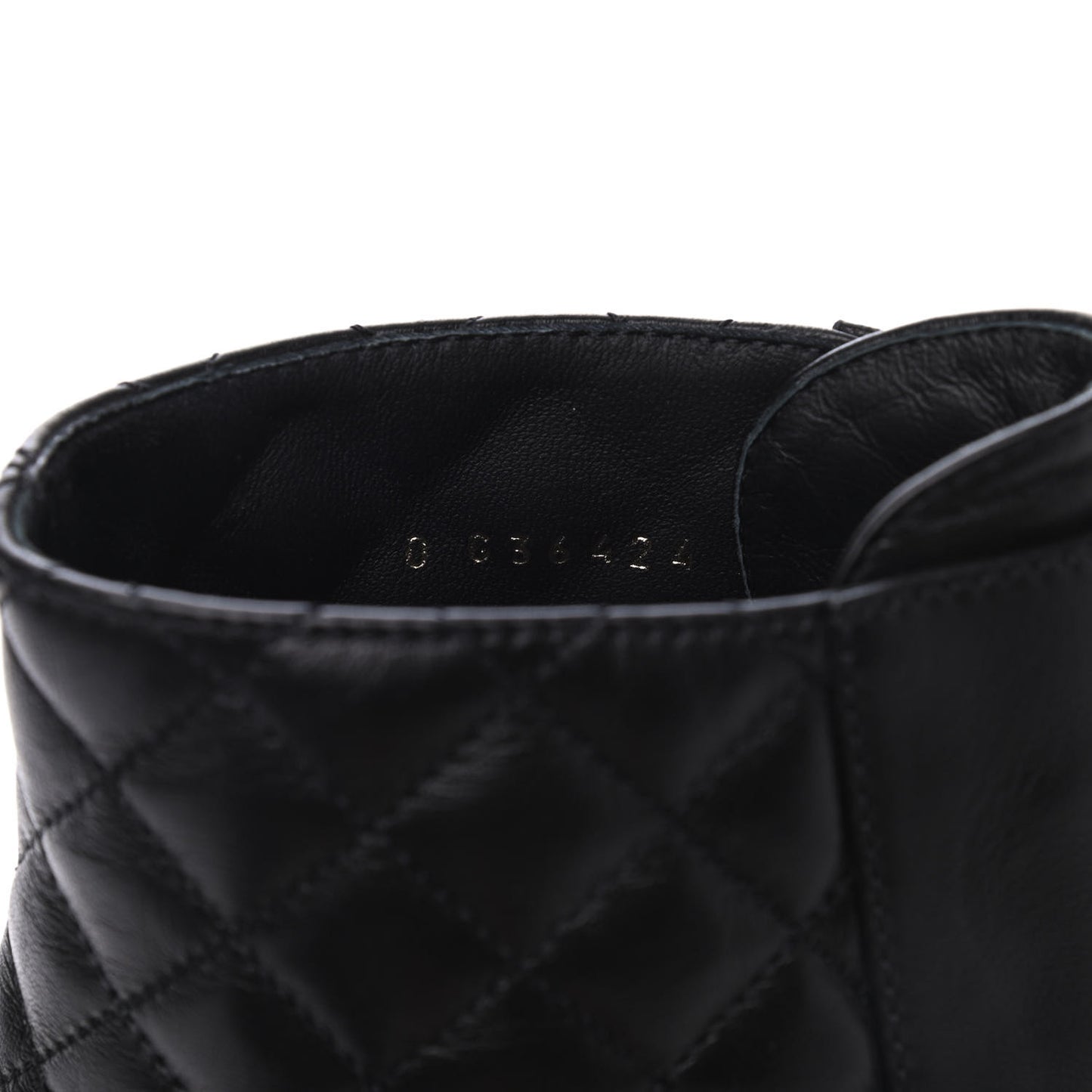 Shiny Lambskin Quilted Lace Up Combat Boots 38 Black