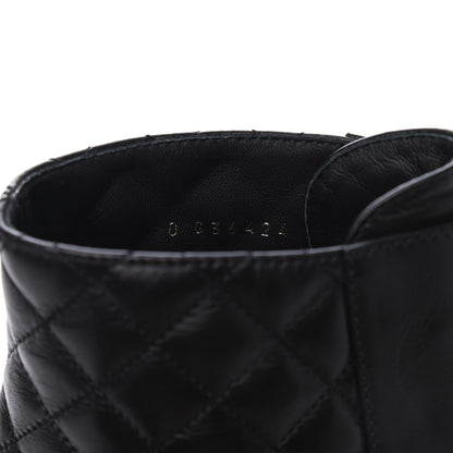 Chanel Shiny Lambskin Quilted Lace Up Combat Boots 38 Black 8 of 9