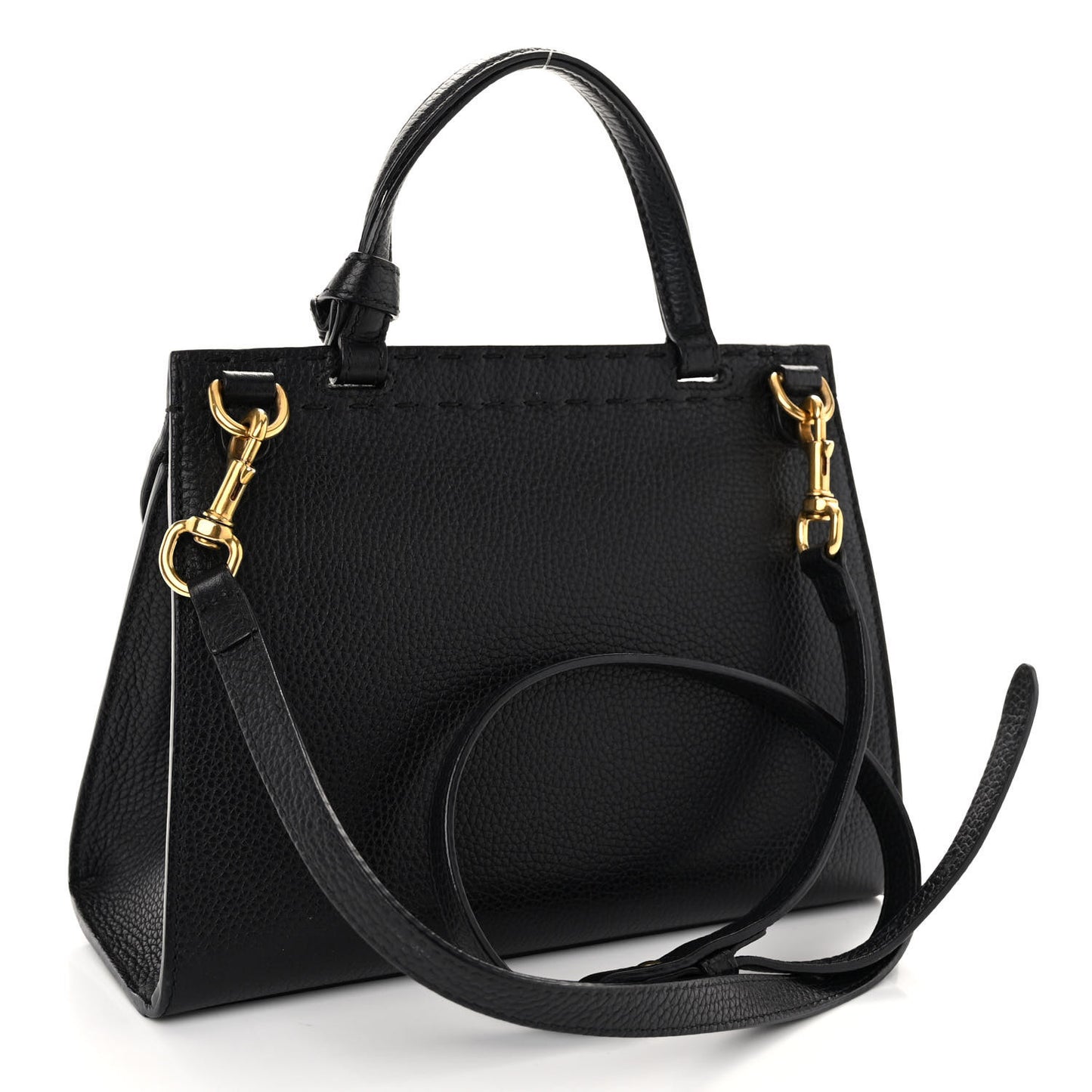 Calfskin Small GG Marmont Top Handle Bag Black