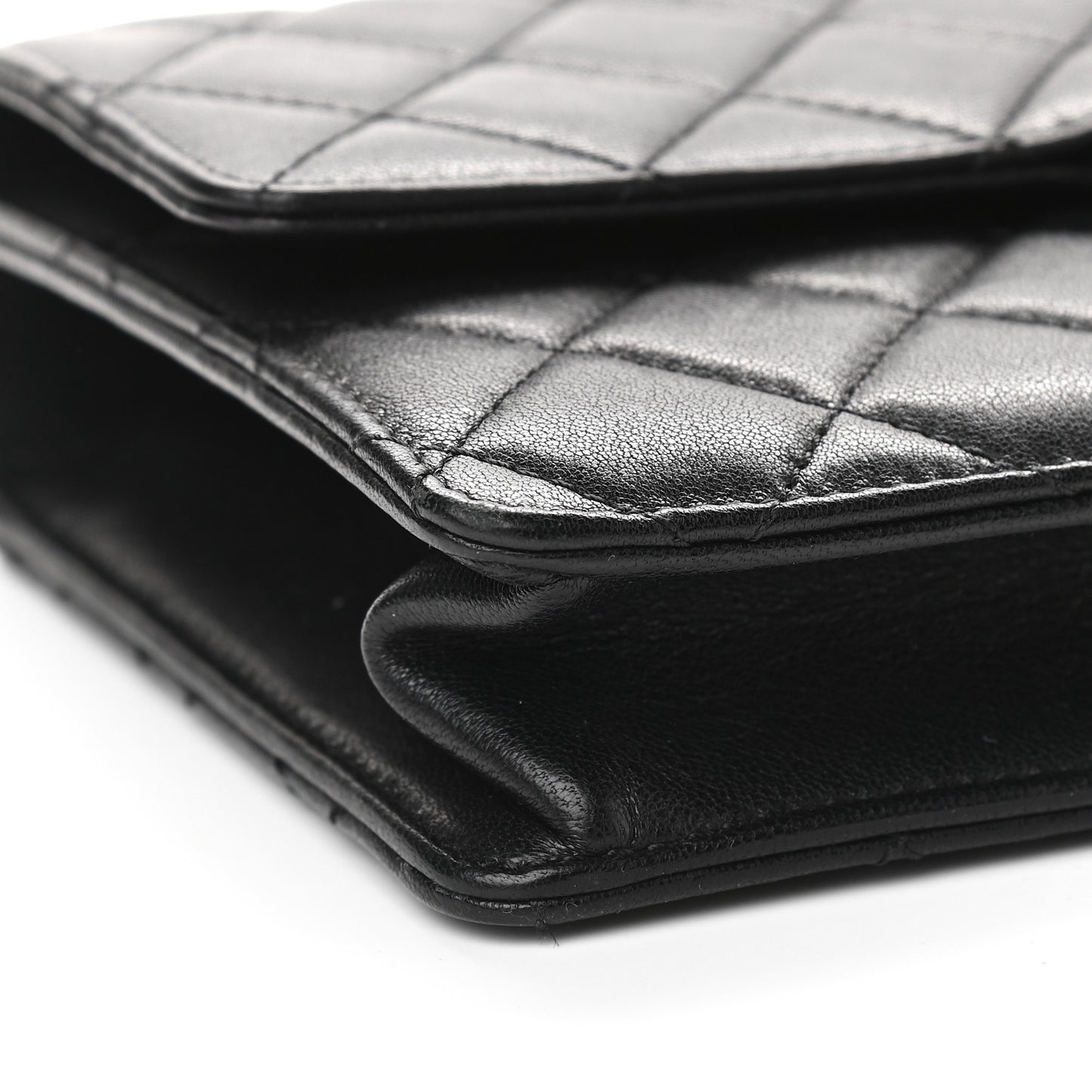 Goatskin Quilted Small Chic Pearls Flap Black
