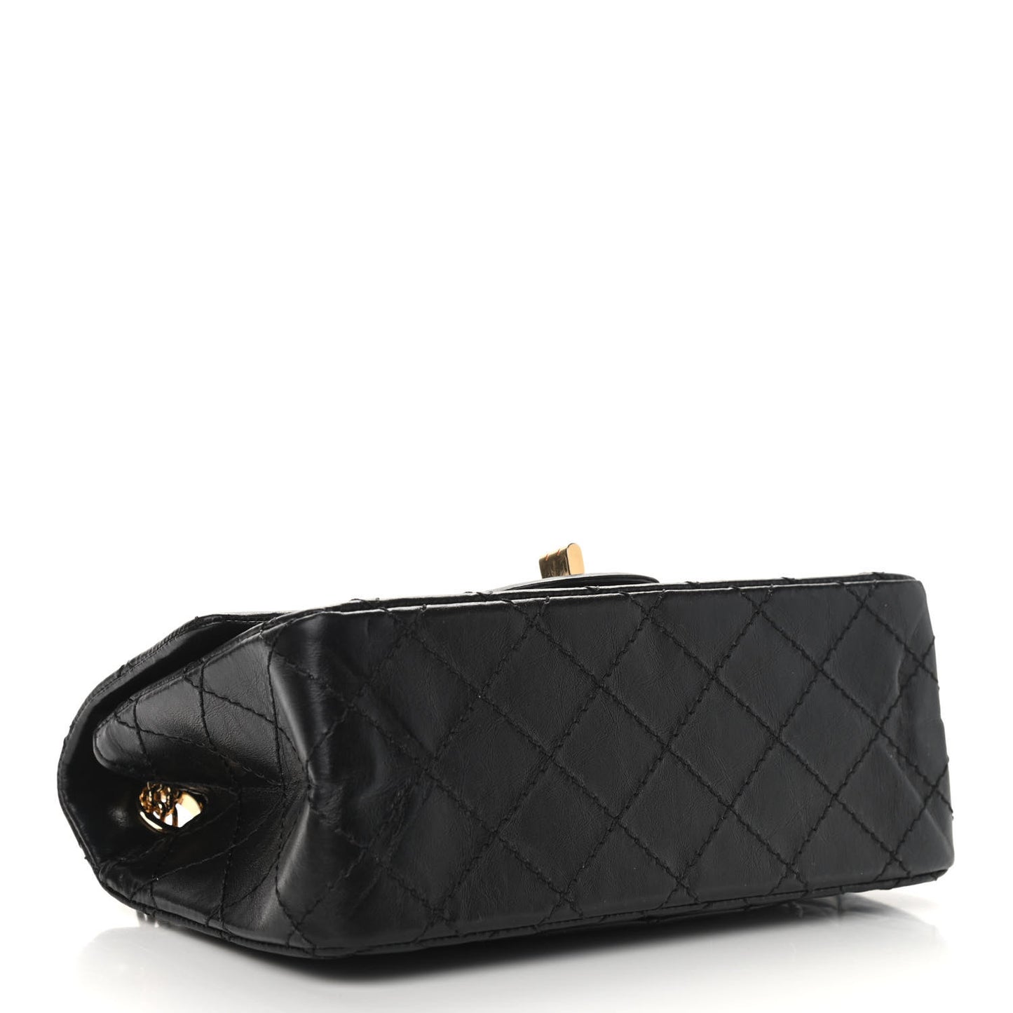 Aged Calfskin Quilted 2.55 Reissue Mini Flap Black
