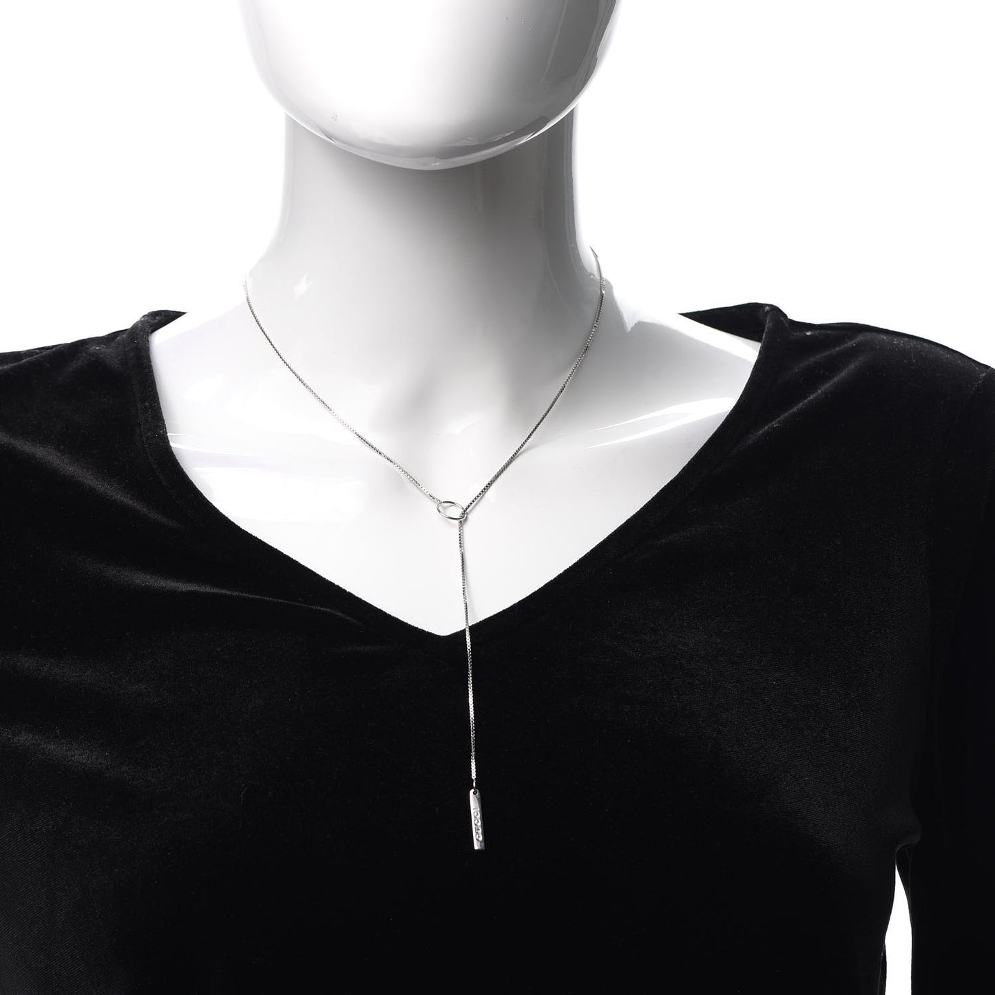 18K White Gold 20mm Lariat Necklace