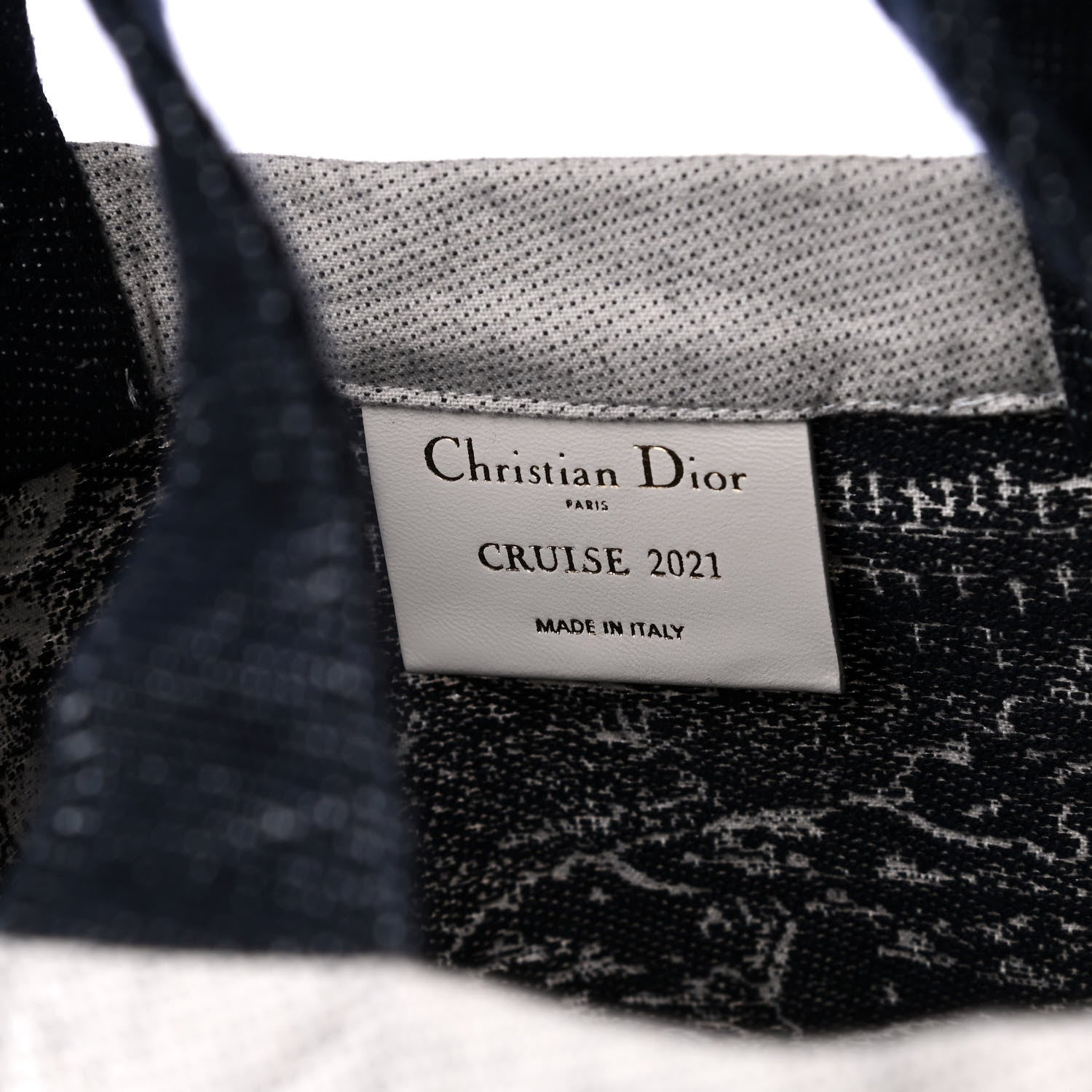 Christian Dior Canvas Print Cruise Tote Ivory Black 5 of 5