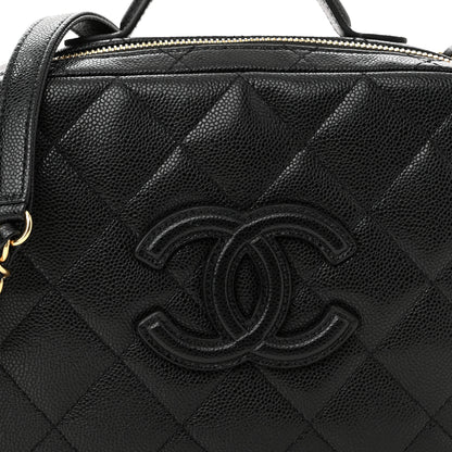 Chanel Caviar Quilted CC Small Top Handle Vanity Case Black 8 of 10