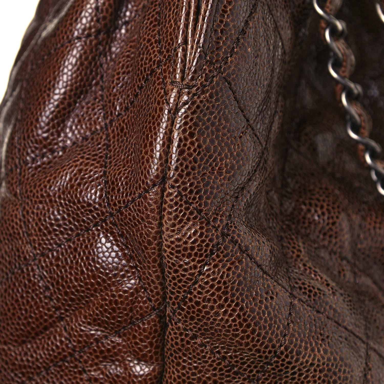 Chanel Distressed Glazed Caviar Quilted Large Elastic Tote Brown 12 of 12