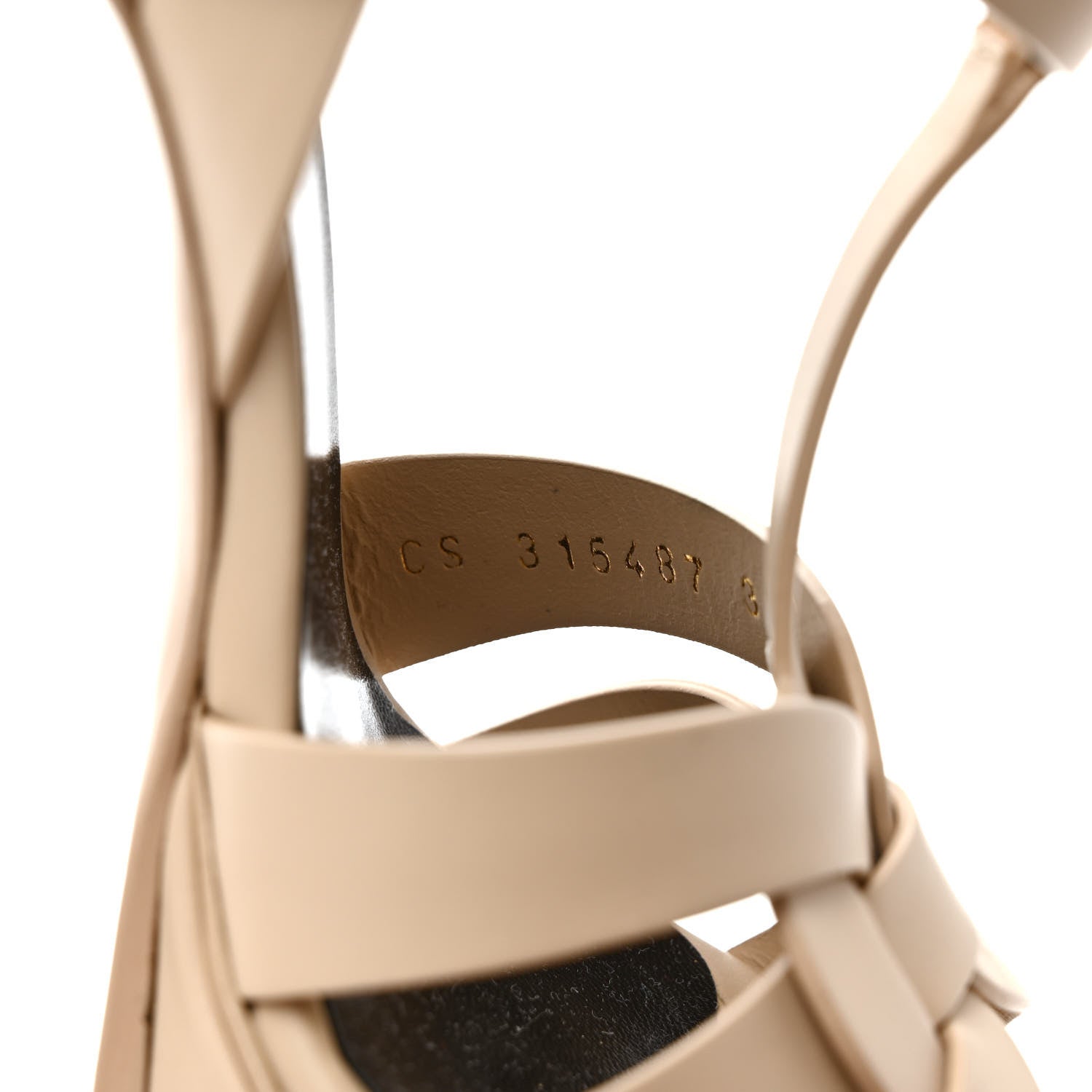 Saint Laurent Calfskin Tribute 105 Platform Sandals 38 38 Nude Powder 8 of 9