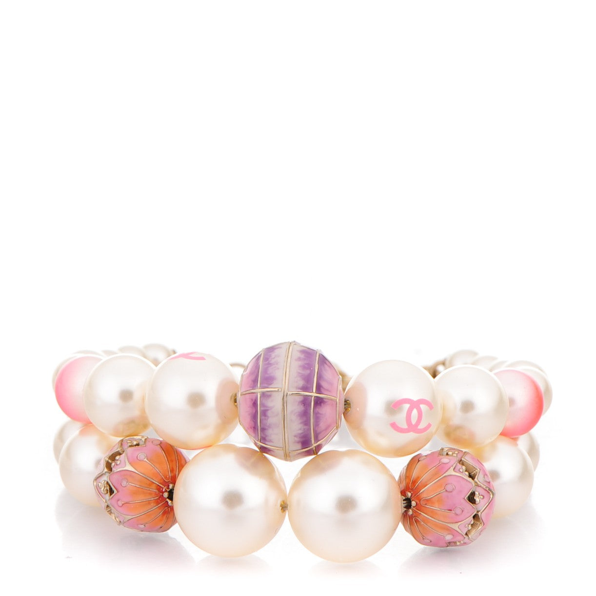 Pearl Enamel CC Korean Garden Bracelet Pink Multicolor