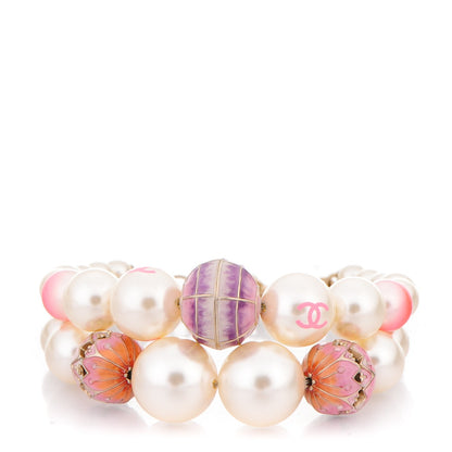 Chanel Pearl Enamel CC Korean Garden Bracelet Pink Multicolor 1 of 4