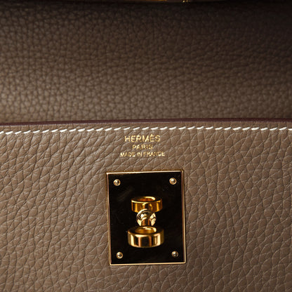 Hermes Taurillon Clemence Kelly Retourne 28 Etoupe 9 of 10