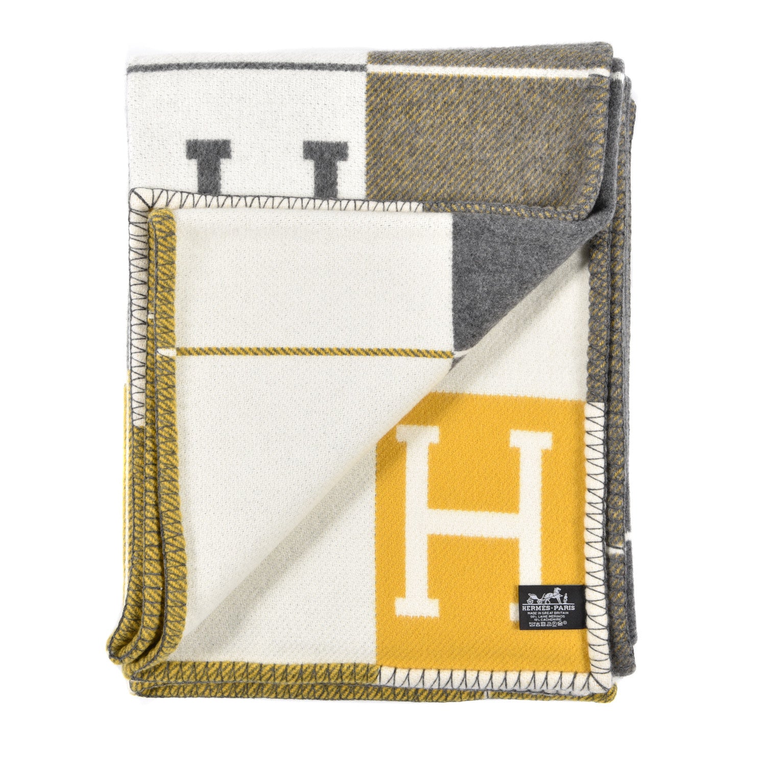 Hermes Wool Cashmere Avalon III Blanket Gris Soleil 2 of 3