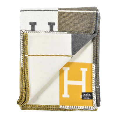 Hermes Wool Cashmere Avalon III Blanket Gris Soleil 2 of 3