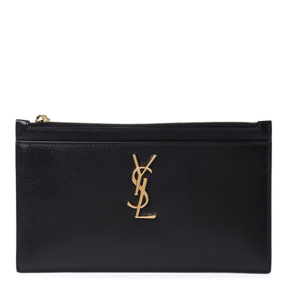 Saint Laurent Smooth Calfskin Monogram Zip Bill Pouch Black 1 of 8