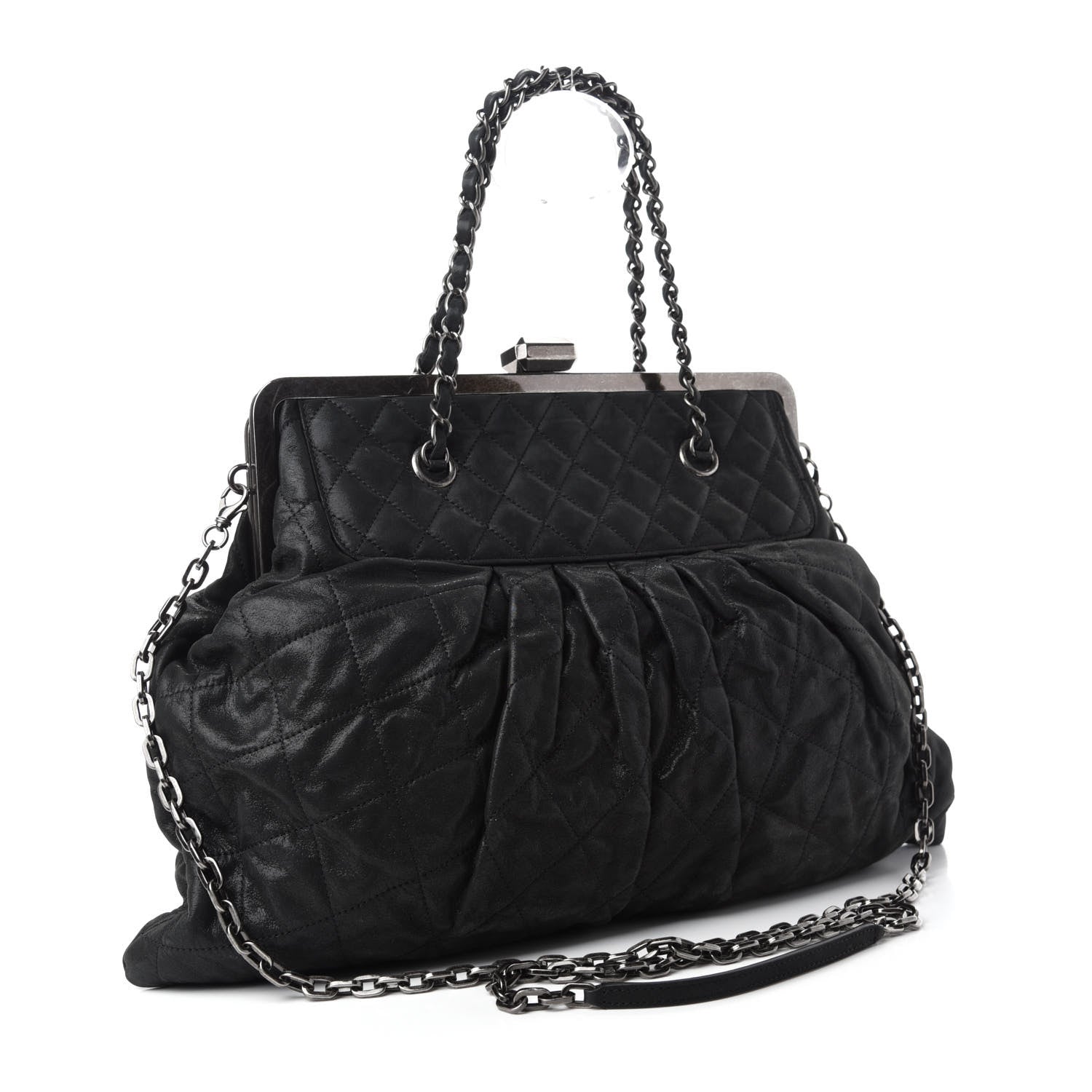 Chanel Iridescent Calfskin Chic Quilt Frame Tote Black 3 of 10