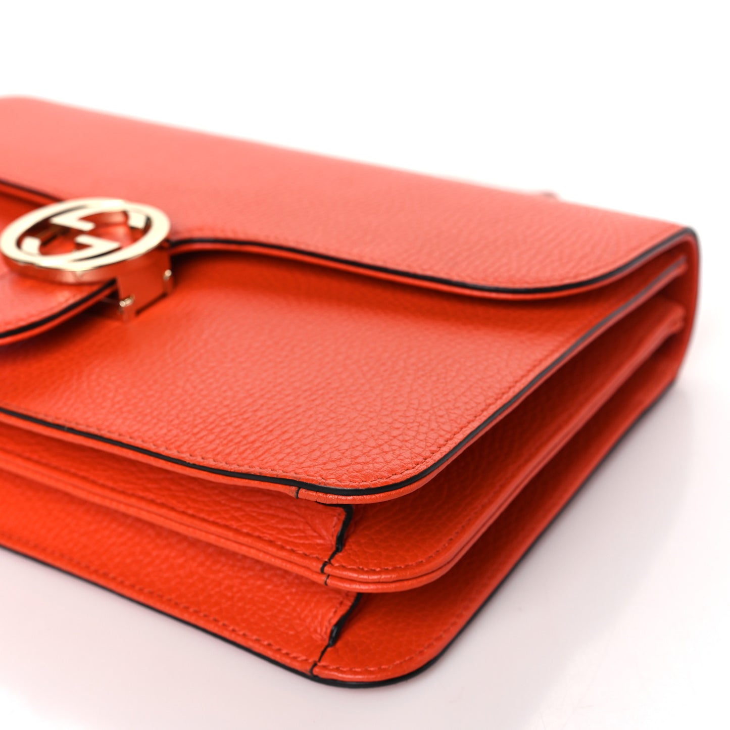Dollar Calfskin Interlocking G Shoulder Bag Sun Orange