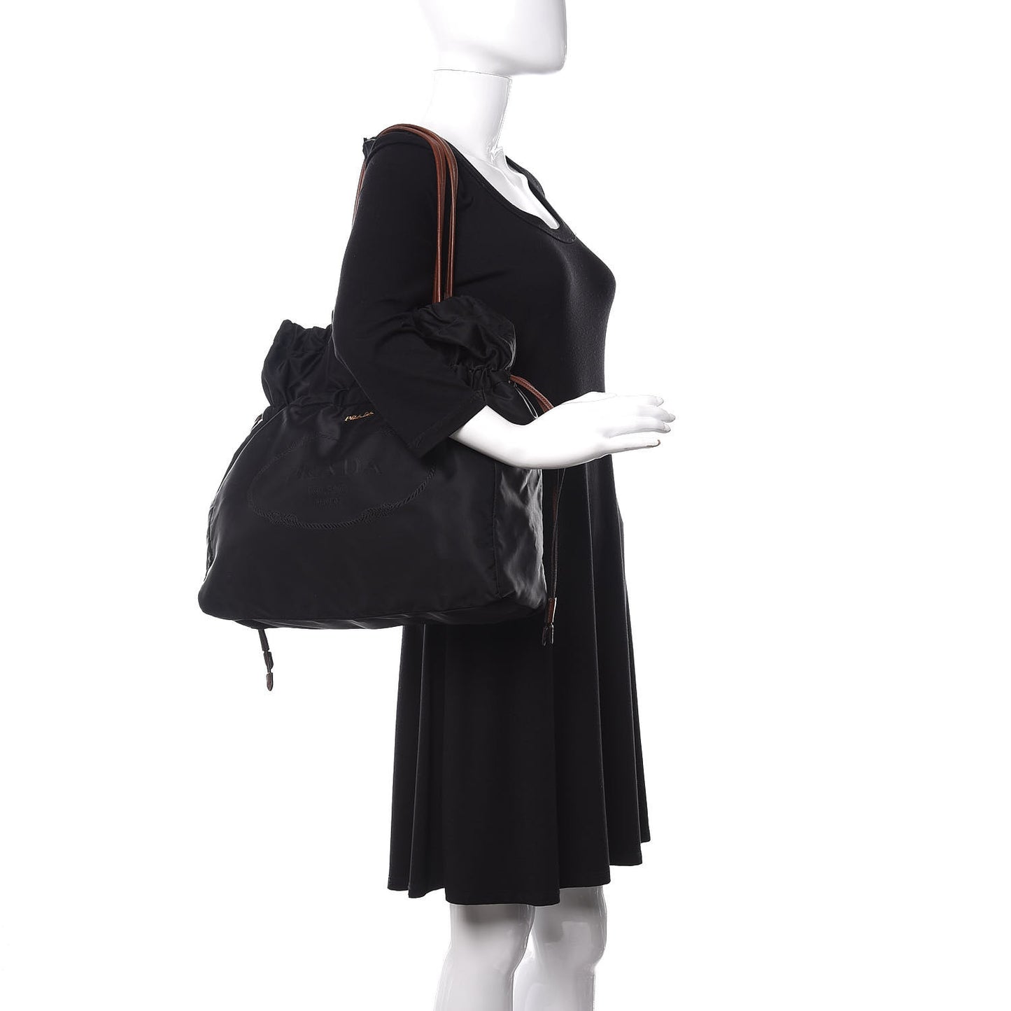 Tessuto Nylon Jacquard Logo Tote Black
