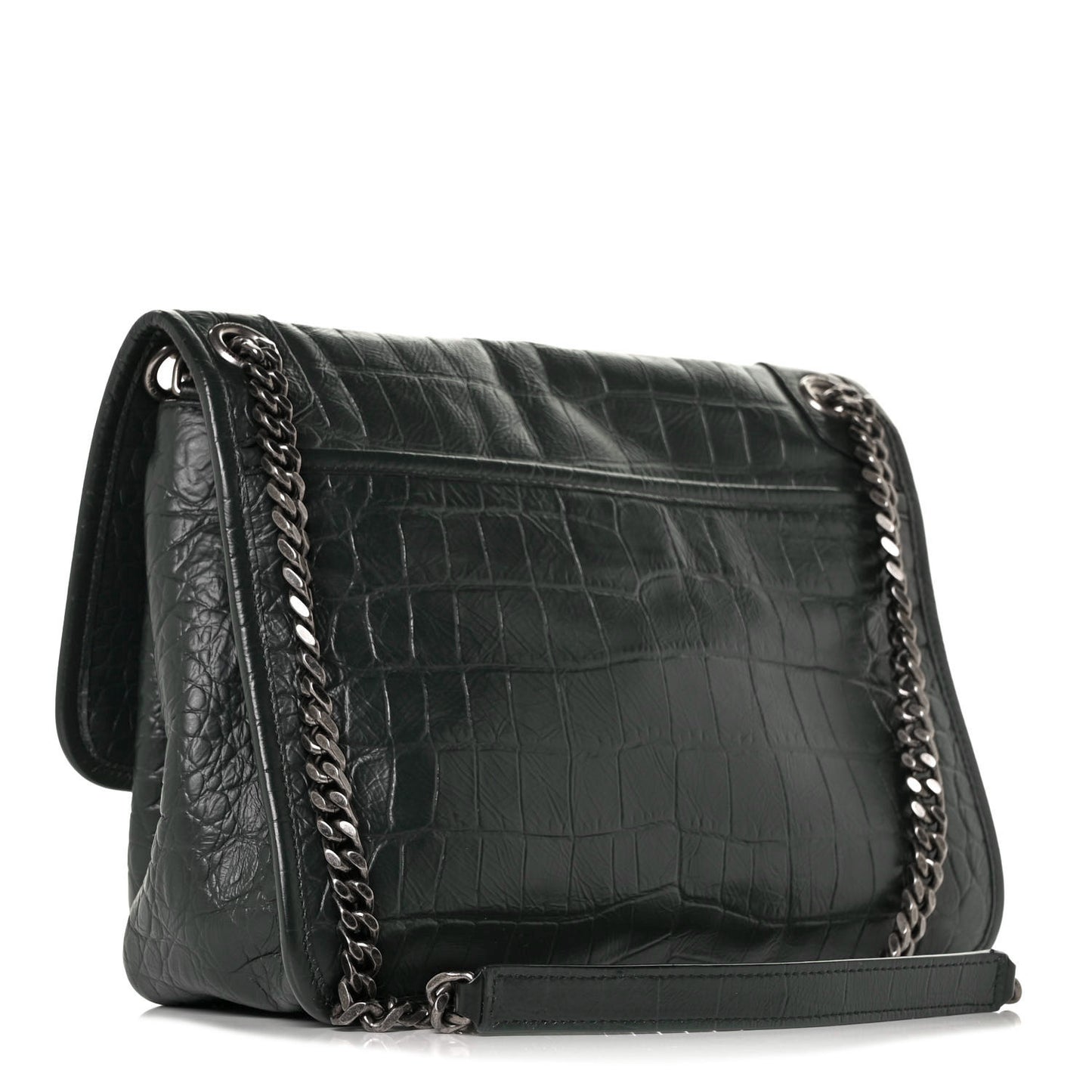 Calfskin Crocodile Embossed Monogram Medium Niki Chain Satchel Algea