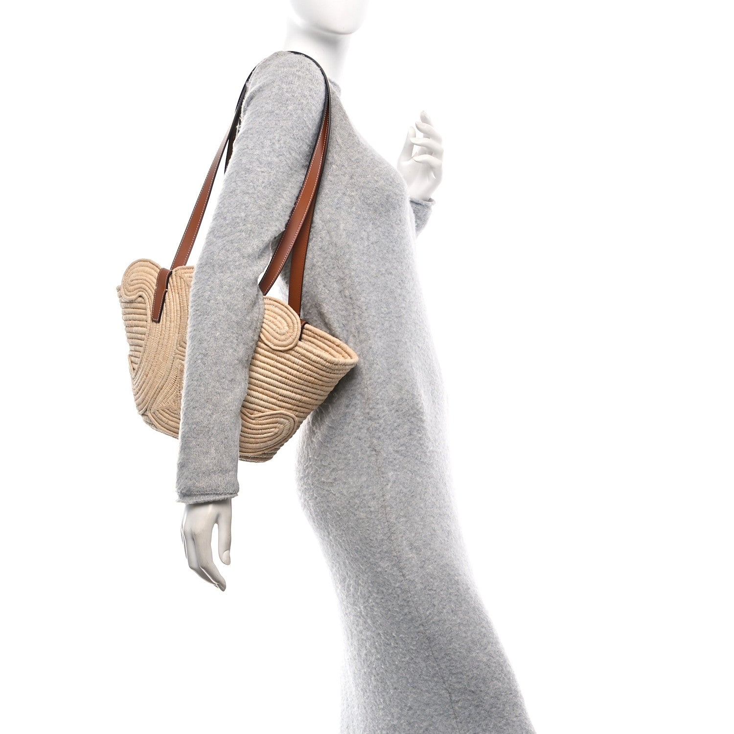 Celine Braided Raffia Calfskin Triomphe Small Panier Tan 2 of 9