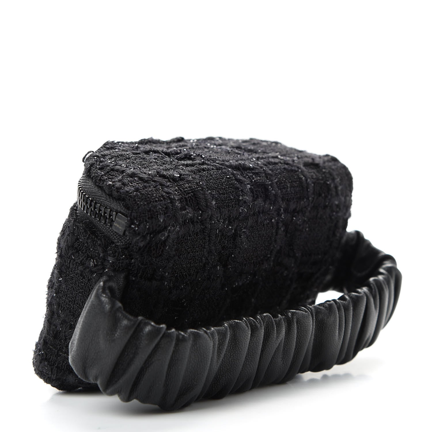 Chanel Tweed Lambskin Quilted Arm Coin Purse Black 3 of 6