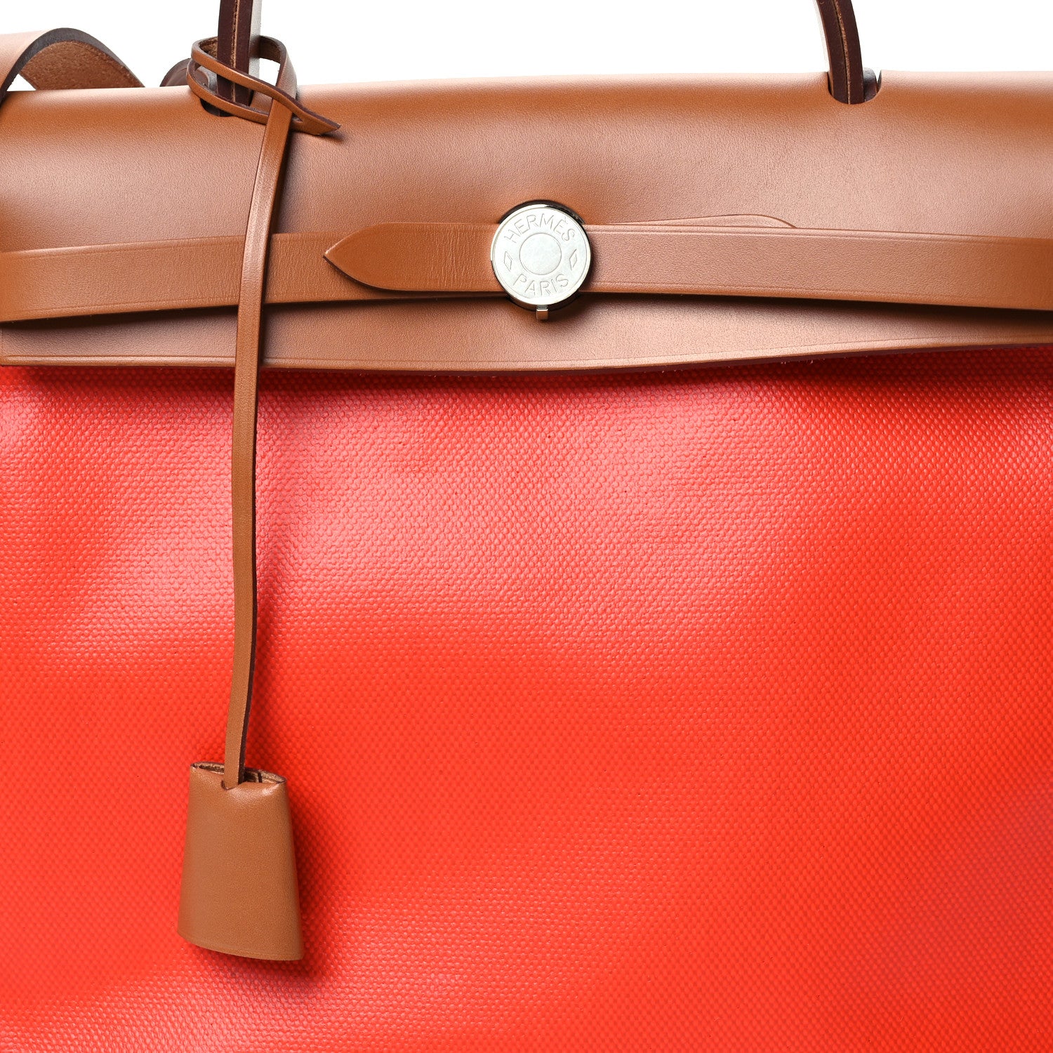 Hermes Toile H Berline Vache Hunter Herbag Zip 31 PM Capucine Fauve 9 of 11