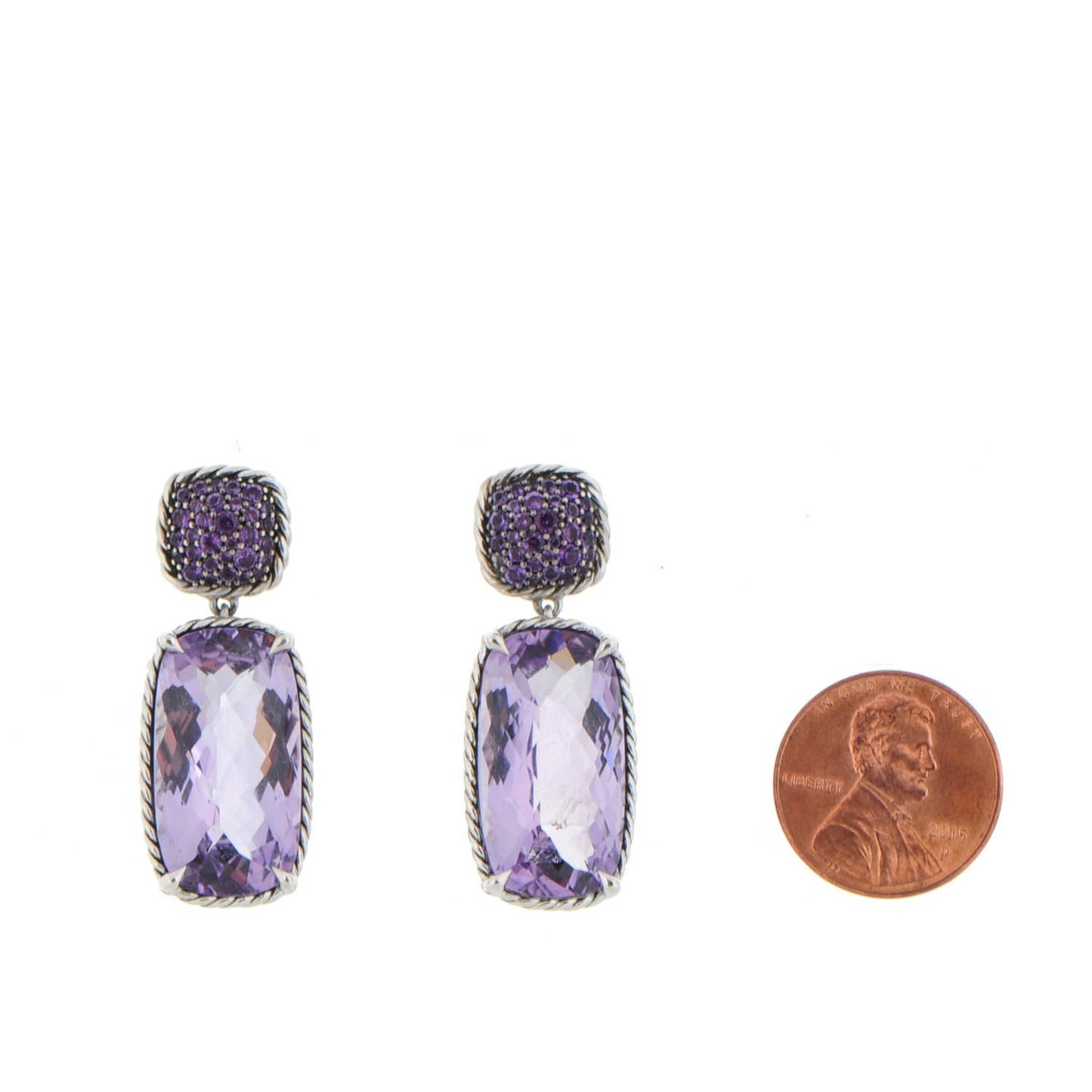 Sterling Silver Lavender Amethyst 36mm Chatelaine Drop Earrings