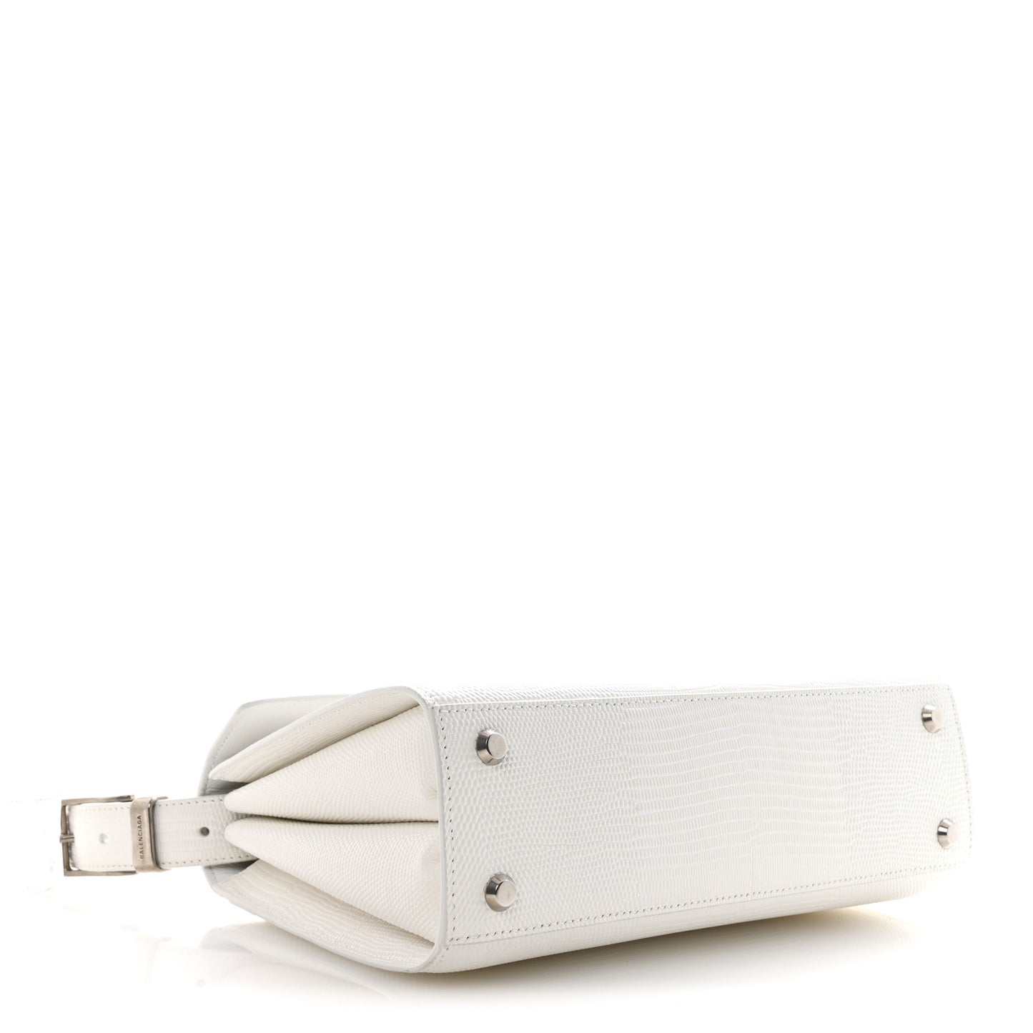Patent Calfskin Lizard Embossed Medium Ghost Shoulder Bag Optic White