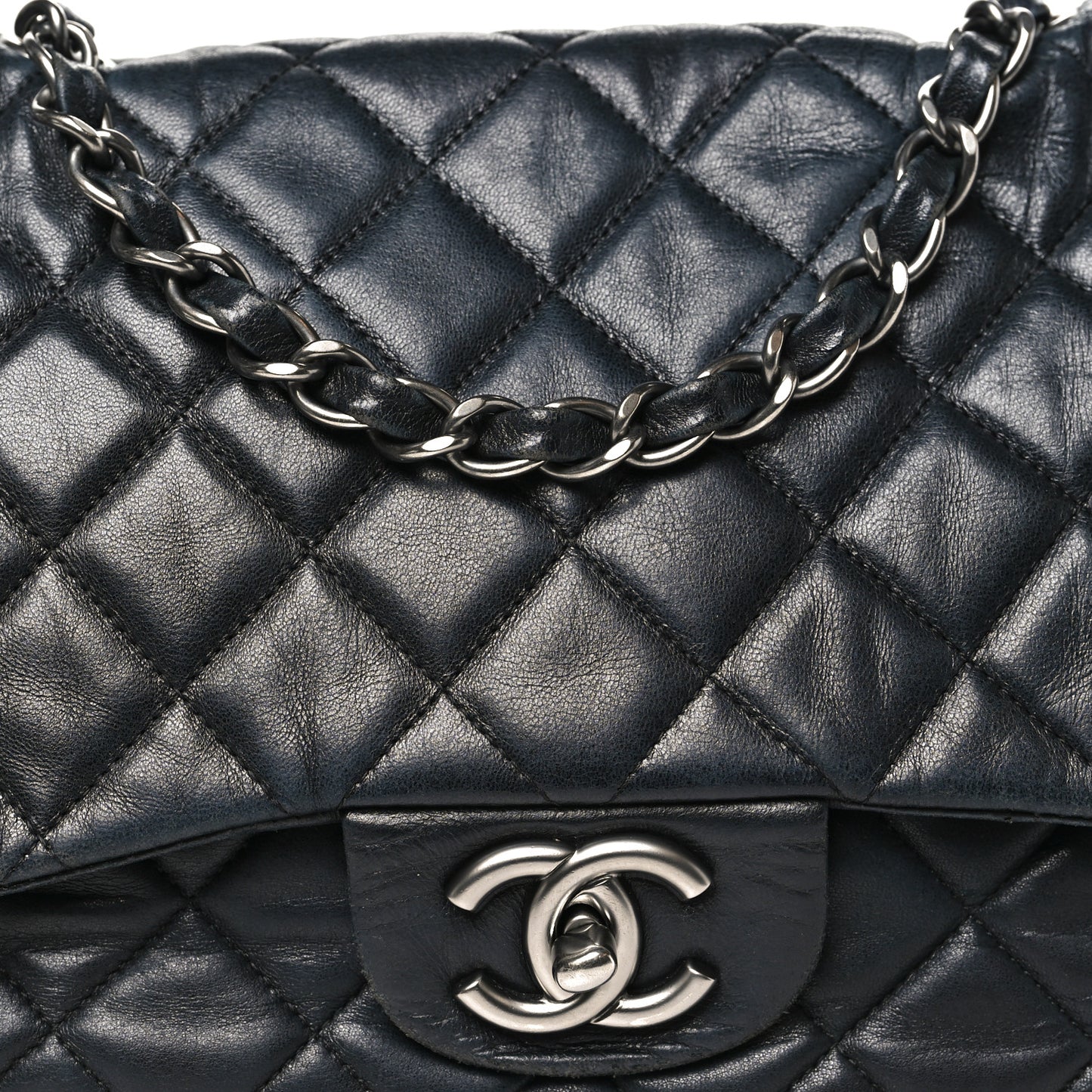 Lambskin Quilted Jumbo Single Flap Black