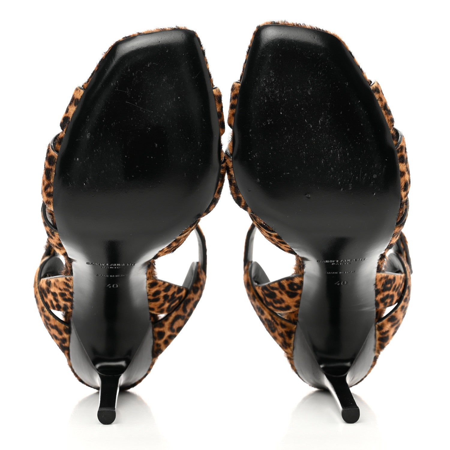 Saint Laurent Pony Hair Leopard Print Tribute 105 Sandals 40 Naturale 5 of 8