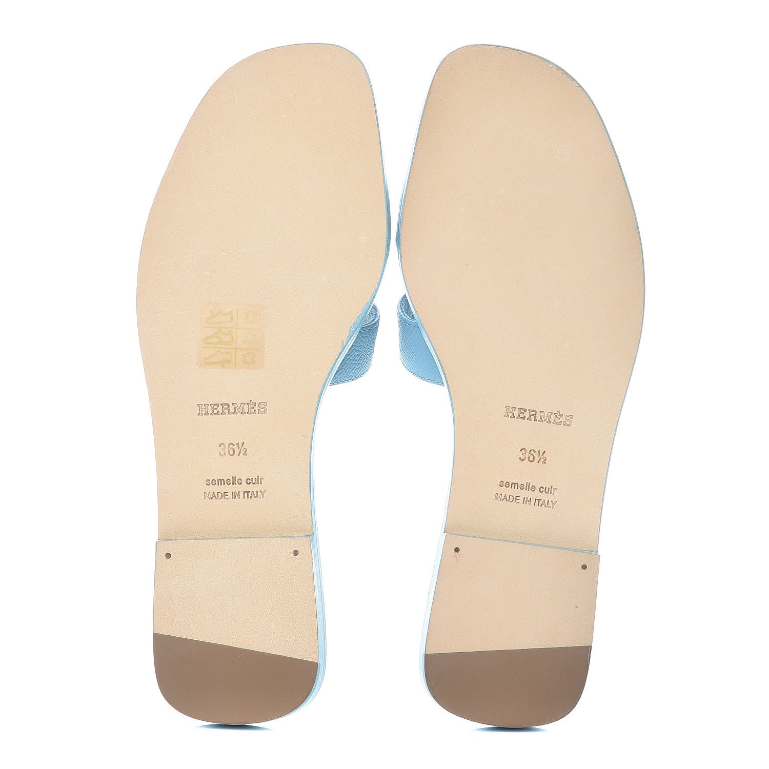 Hermes Epsom Oran Sandals 36.5 Bleu Littoral 5 of 7