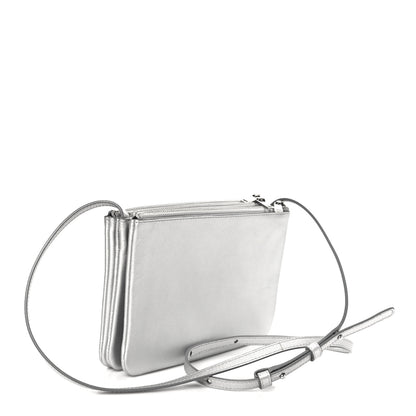 Celine Metallic Lambskin Small Trio Crossbody Bag Silver 2 of 9