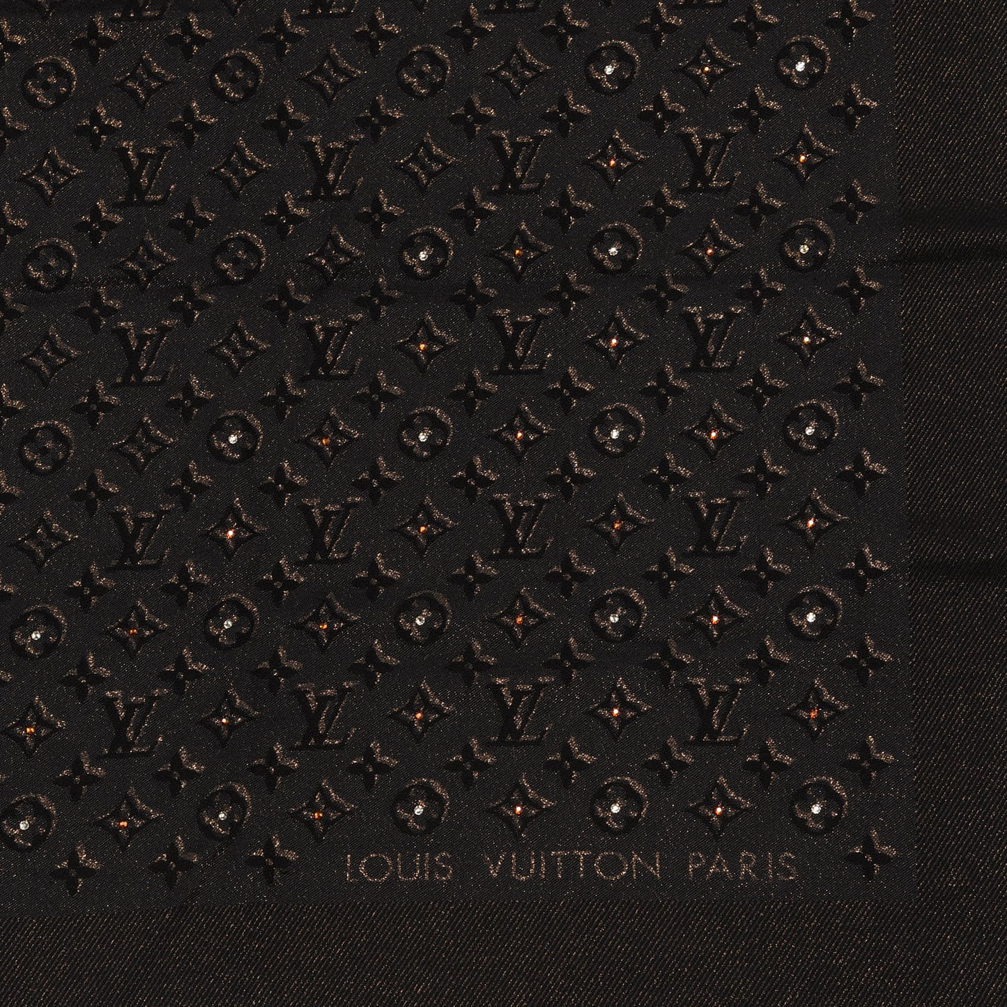 Silk Lurex Wool Shiny Monogram Shawl Black