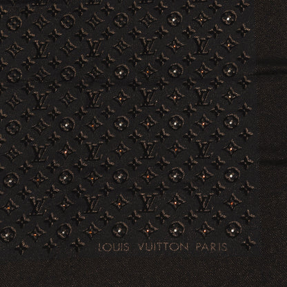 Louis Vuitton Silk Lurex Wool Shiny Monogram Shawl Black 2 of 3