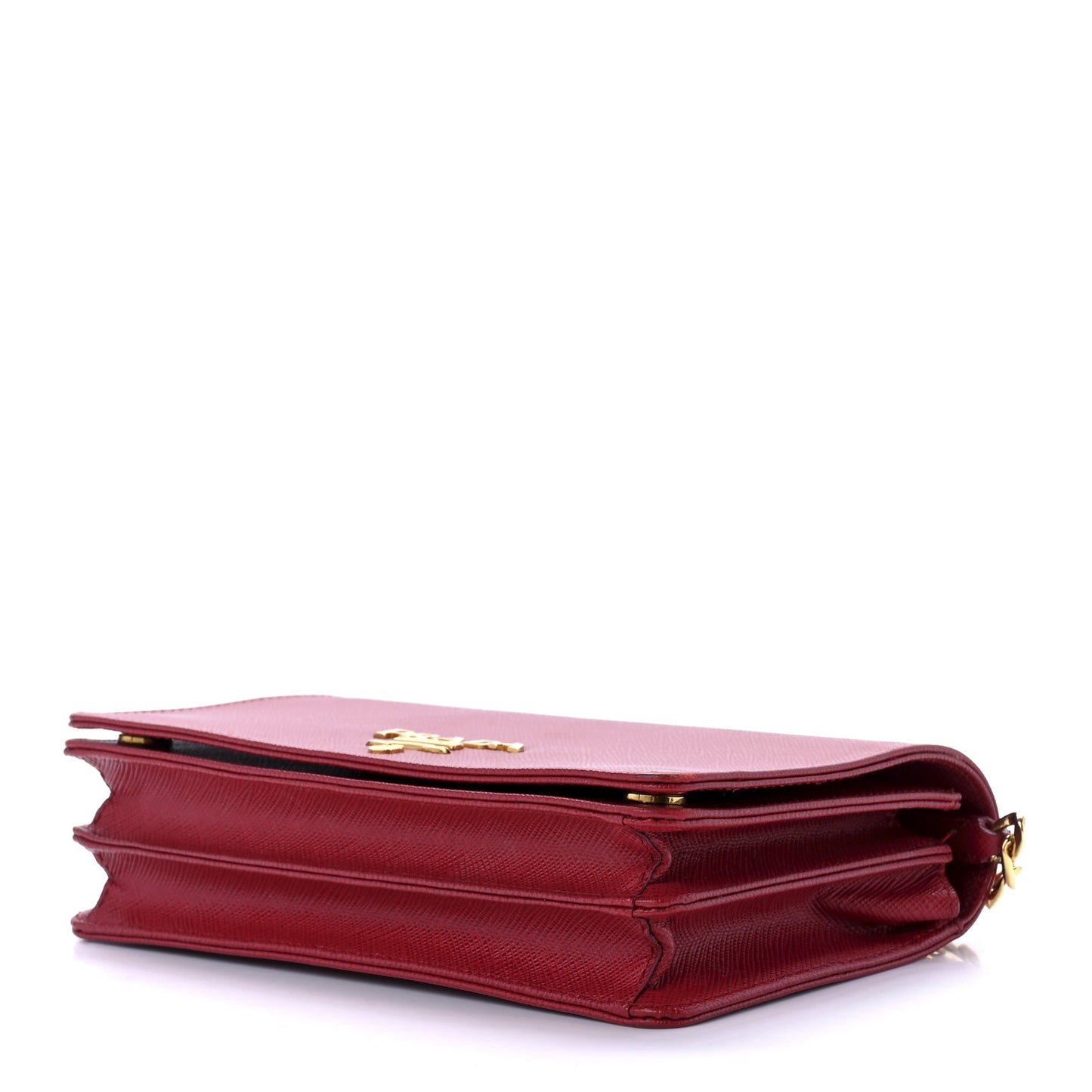 Saffiano Lux Chain Wallet Fuoco