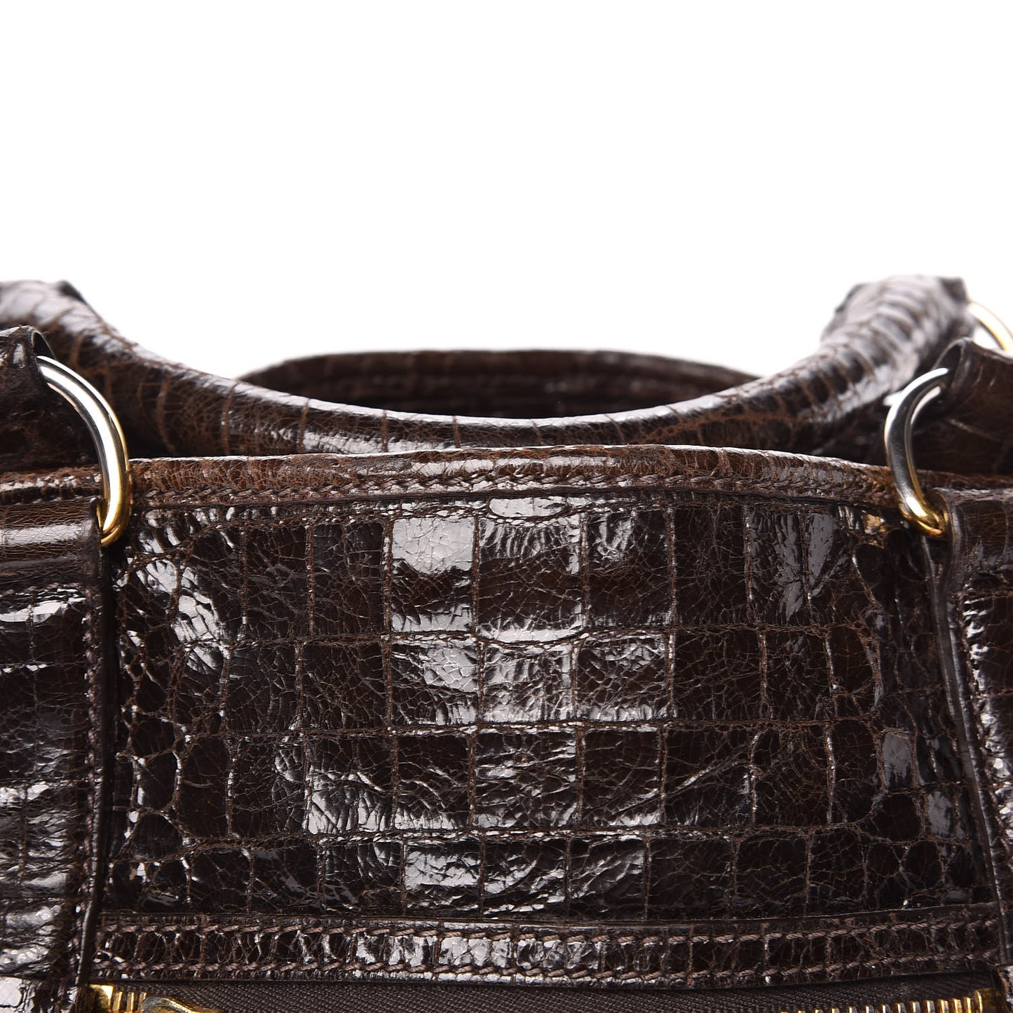 Calfskin Crocodile Embossed St Cocco Shopping Tote Brown
