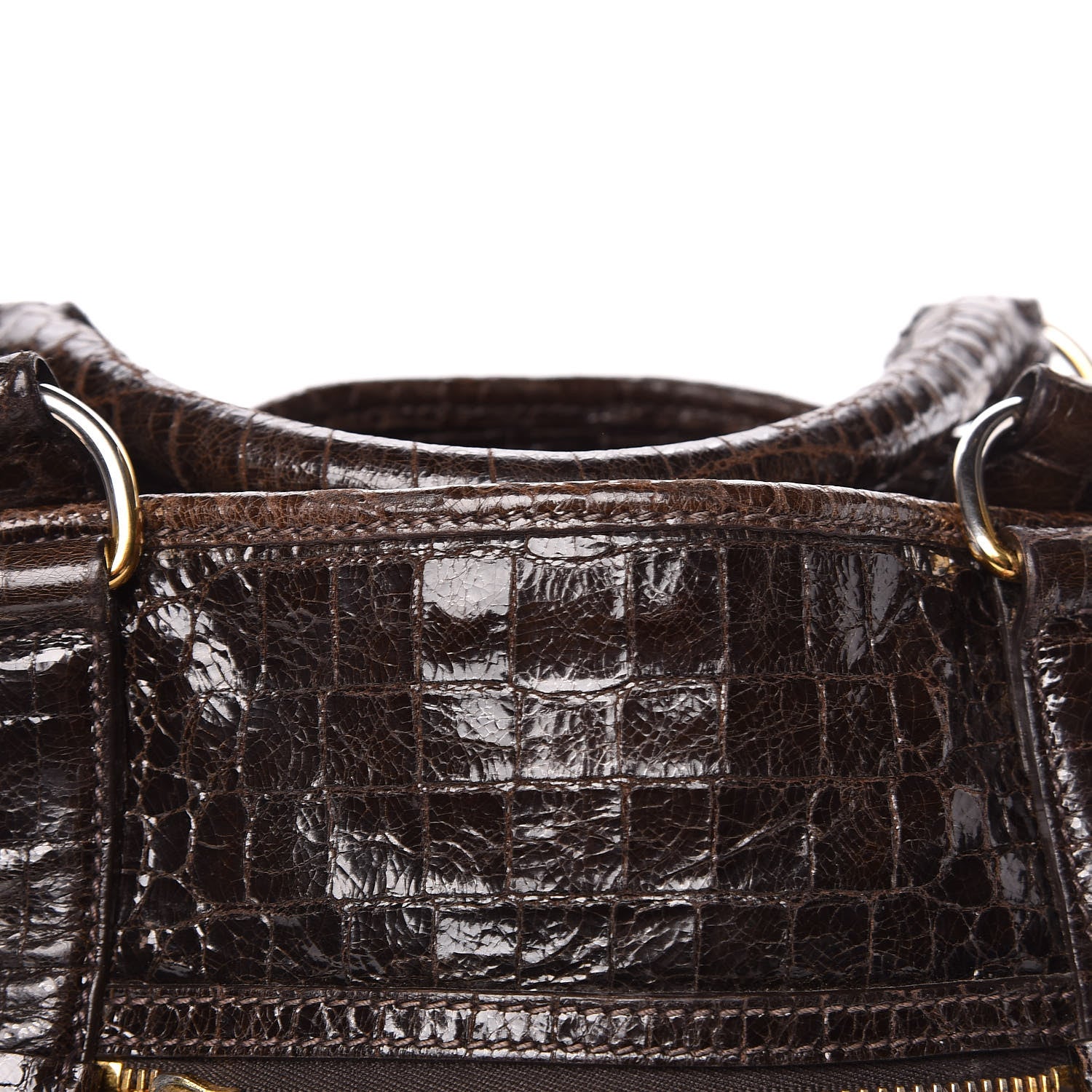 Miu Miu Calfskin Crocodile Embossed St Cocco Shopping Tote Brown 15 of 16