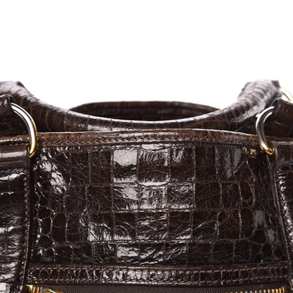 Miu Miu Calfskin Crocodile Embossed St Cocco Shopping Tote Brown 15 of 16