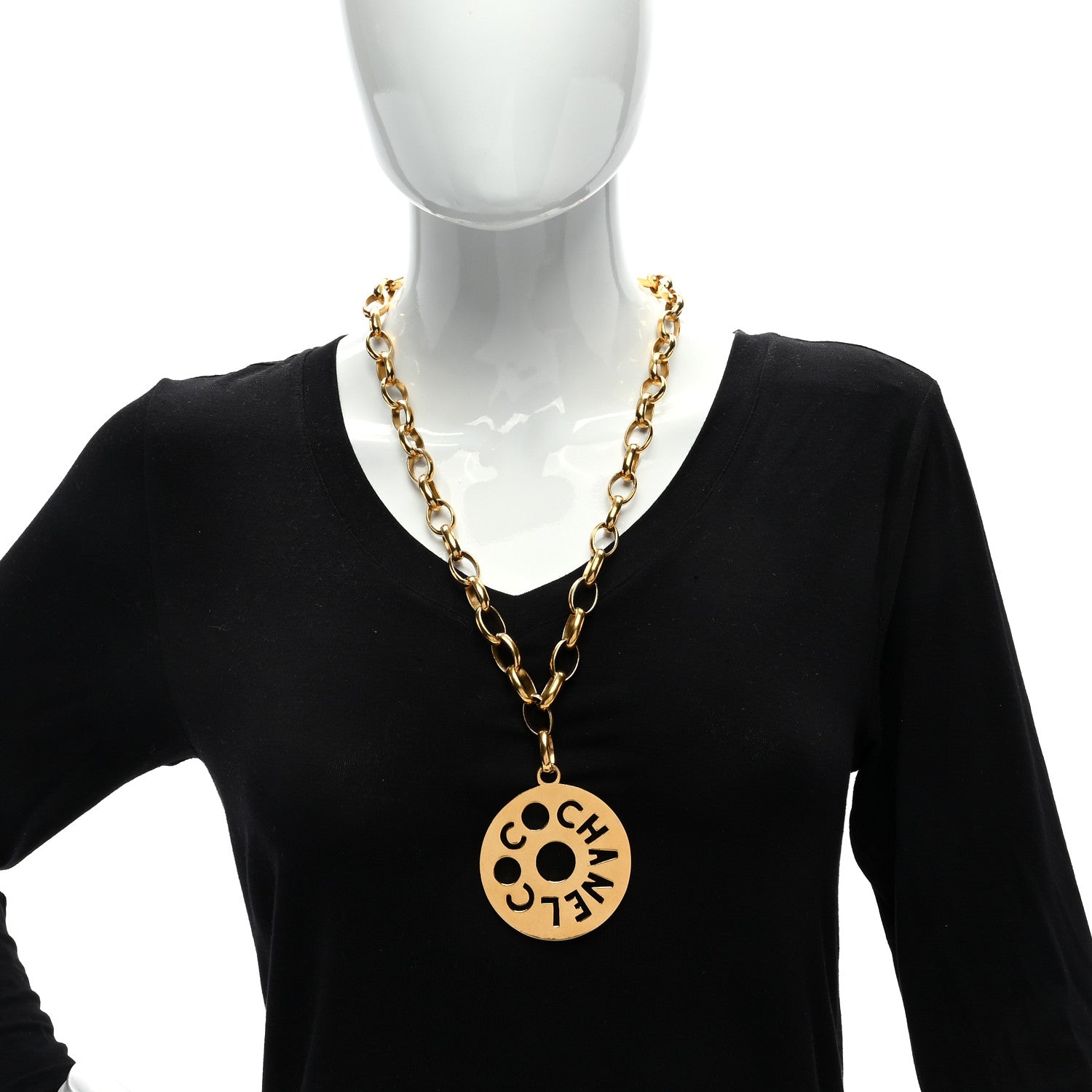 Chanel Coco Chanel Logo Necklace Gold 2 of 4