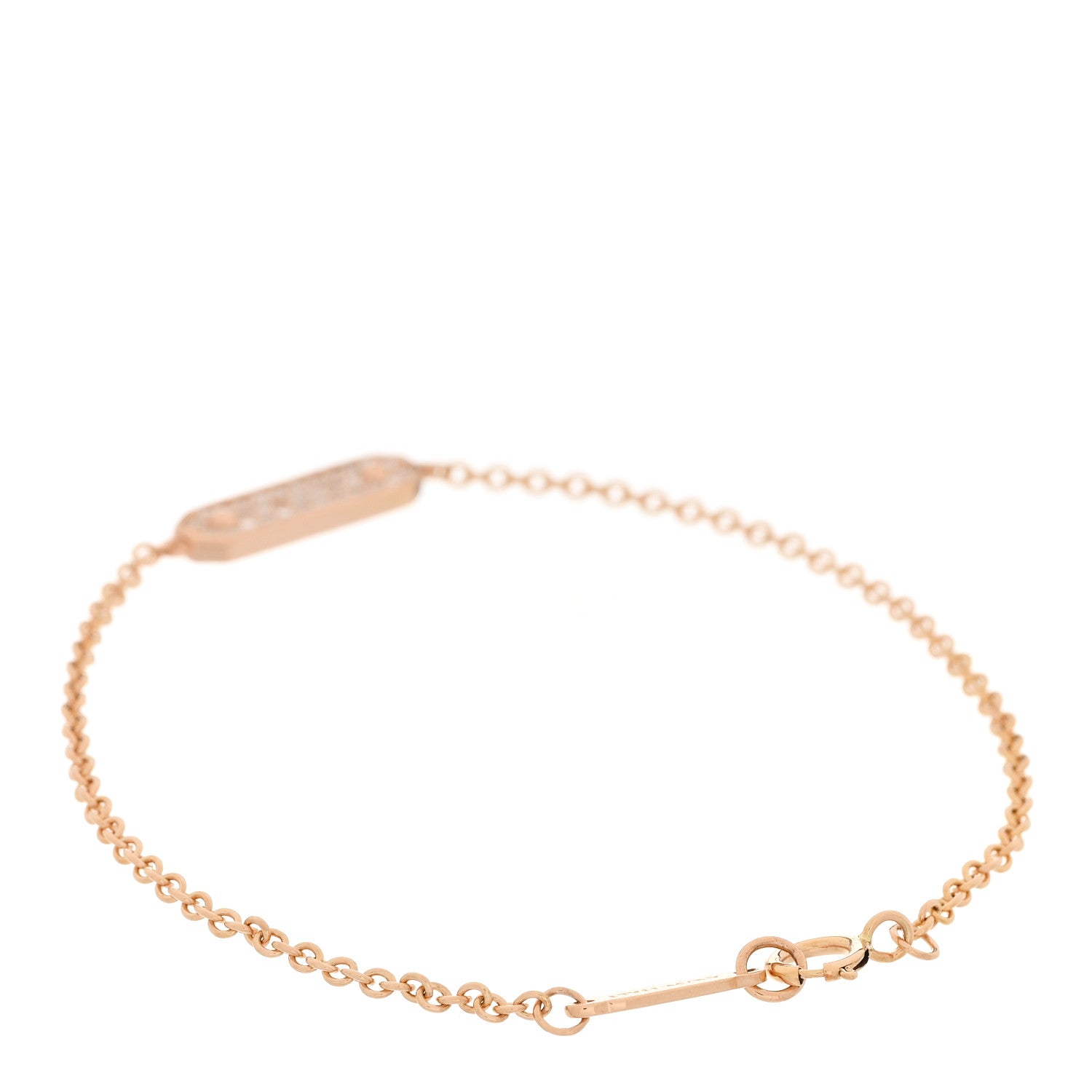 Tiffany 18K Rose Gold Diamond Tag Chain Bracelet 2 of 5