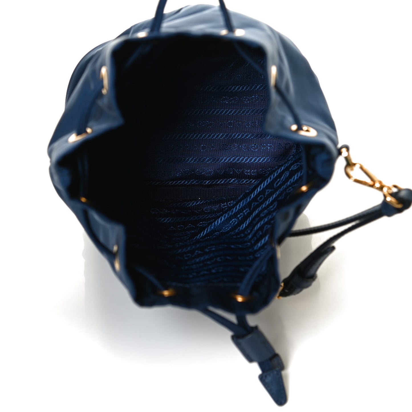 Saffiano Tessuto Nylon Vela Bucket Wristlet Blue