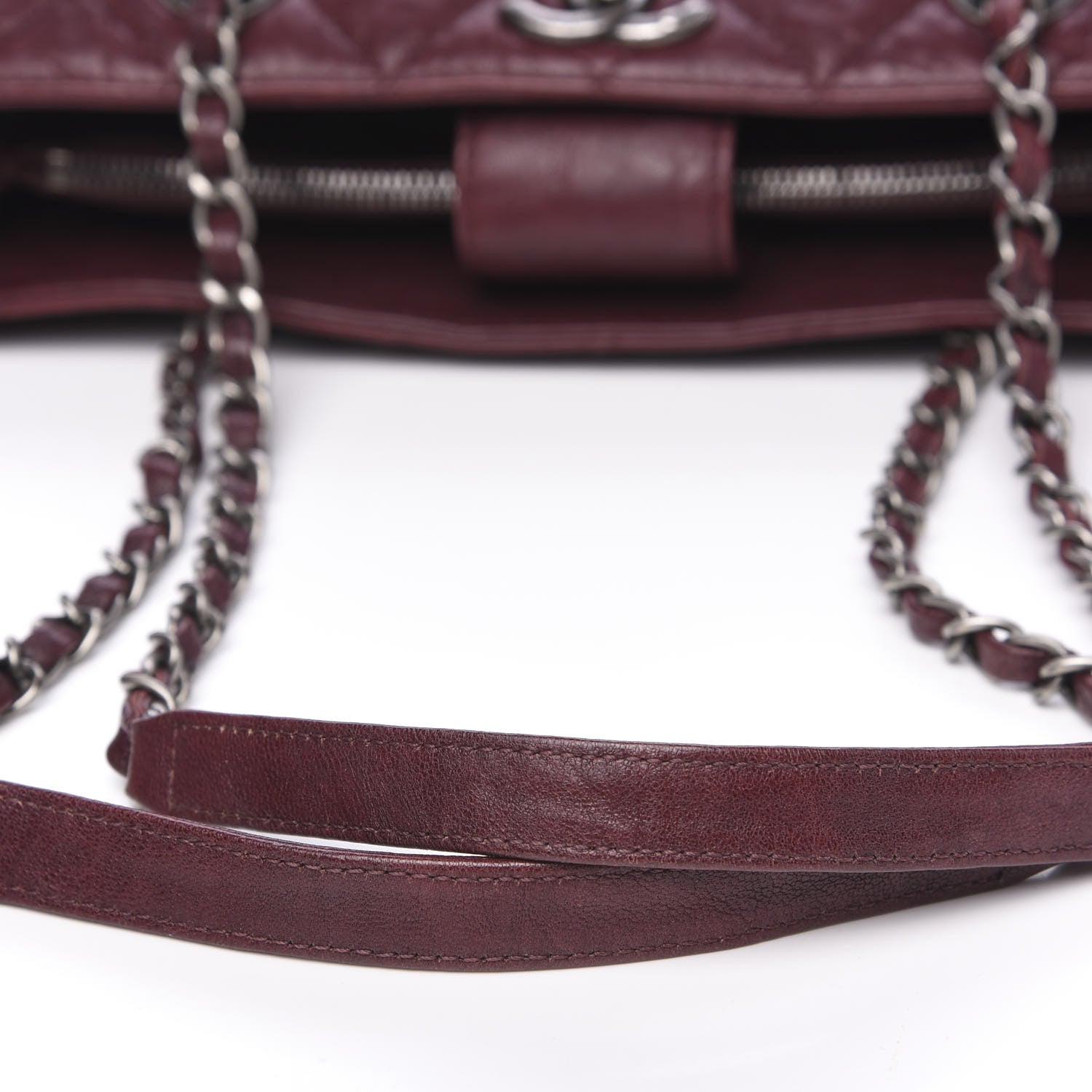 Chanel Crumpled Lambskin Quilted Large CC Shopping Tote Burgundy 11 of 13