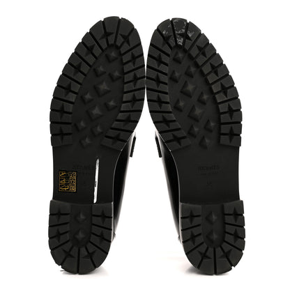 Hermes Calfskin Womens Faubourg Loafers 38 Black 6 of 10