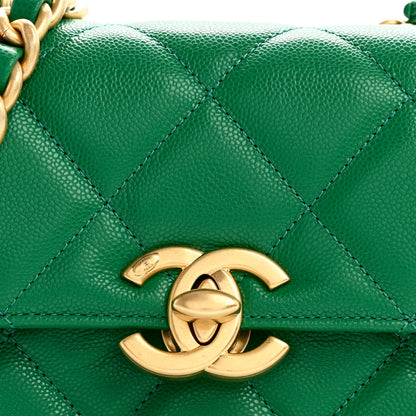 Chanel Caviar Quilted Mini CC Flap Green 8 of 10