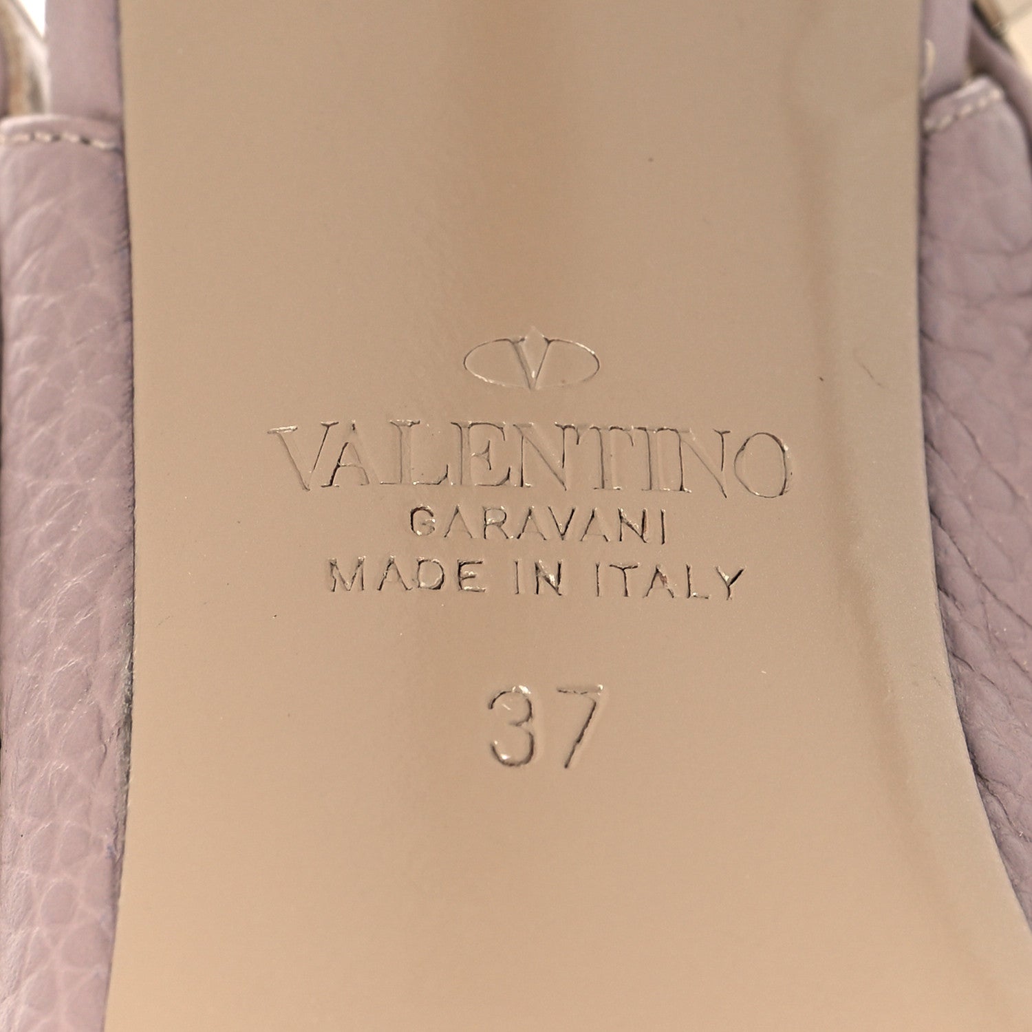 Valentino Garavani Pebbled Calfskin Rockstud Ankle Strap Pumps 37 Poudre 7 of 14