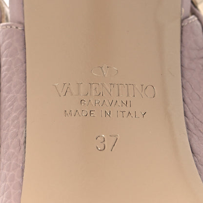 Valentino Garavani Pebbled Calfskin Rockstud Ankle Strap Pumps 37 Poudre 7 of 14