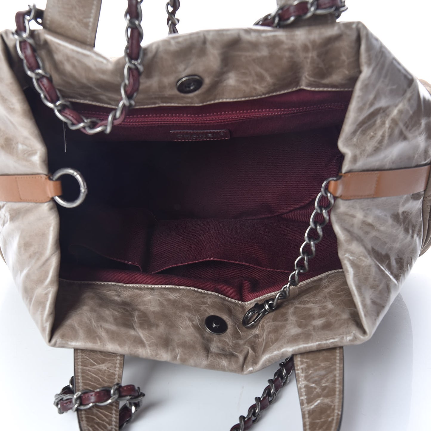 Iridescent Calfskin Quilted Large In The Mix Tote Khaki