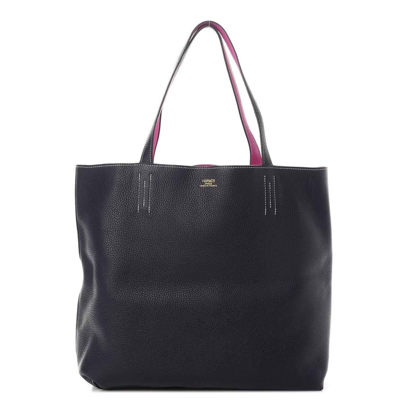 Taurillon Clemence Double Sens 36 Reversible Tote Bleu Nuit Magnolia